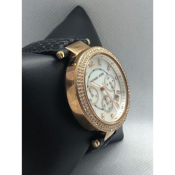 Michael Kors MK5491 Women Leather Analog Mother of pearl Dial Quartz Watch BP13 - Picture 3 of 10